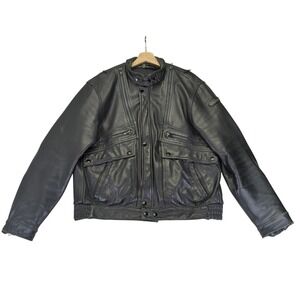 Vtg Hein Gericke Cafe Racer Leather‎ Motorcycle Jacket Mens Black 46 Biker Coat